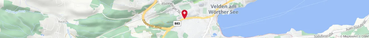 Kartendarstellung des Standorts für Wörtherseeapotheke Velden in 9220 Velden am Wörthersee